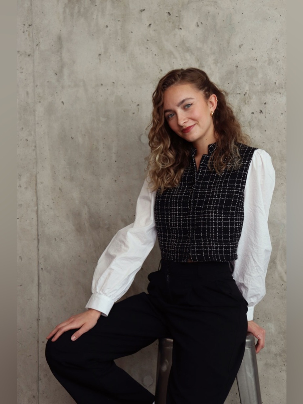 Zara Contrast Textured Check Shirt - Picture 10 of 15